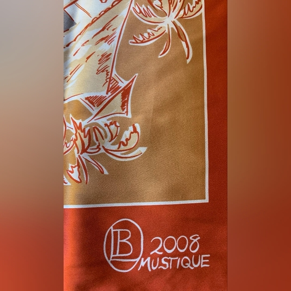 2008 100% Silk Lotty B. Mustique Orange, White and Cream Scarf - Picture 5 of 12